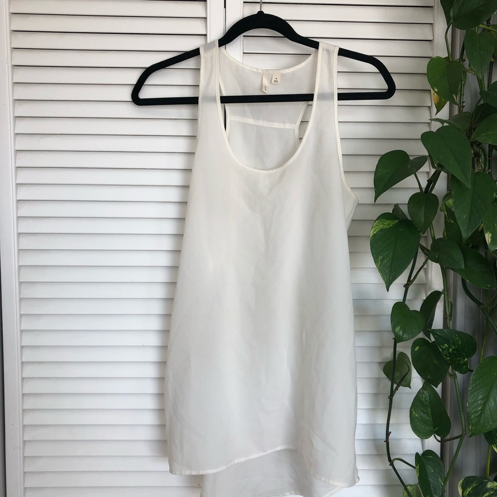 Sheer white Frenchi tunic top, size Medium